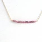 Pink Mystic Quartz Bar Necklace In Gold Filled