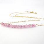 Pink Mystic Quartz Bar Necklace In Gold Filled